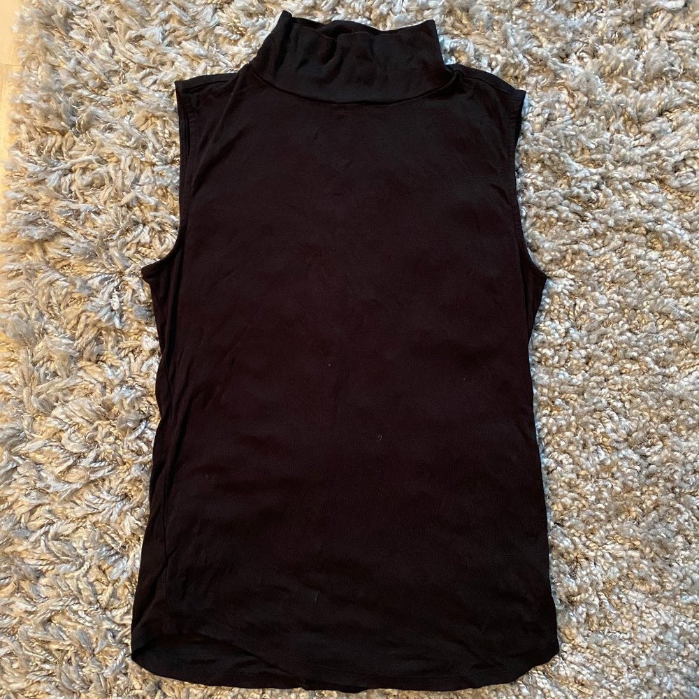 Ann Taylor Black Turtleneck Sleeveless Blouse Xs